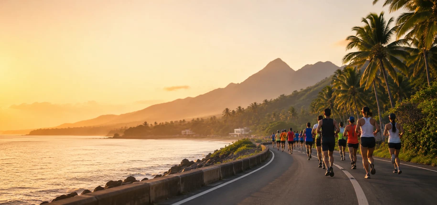 Runners on a scenic course across the Philippines